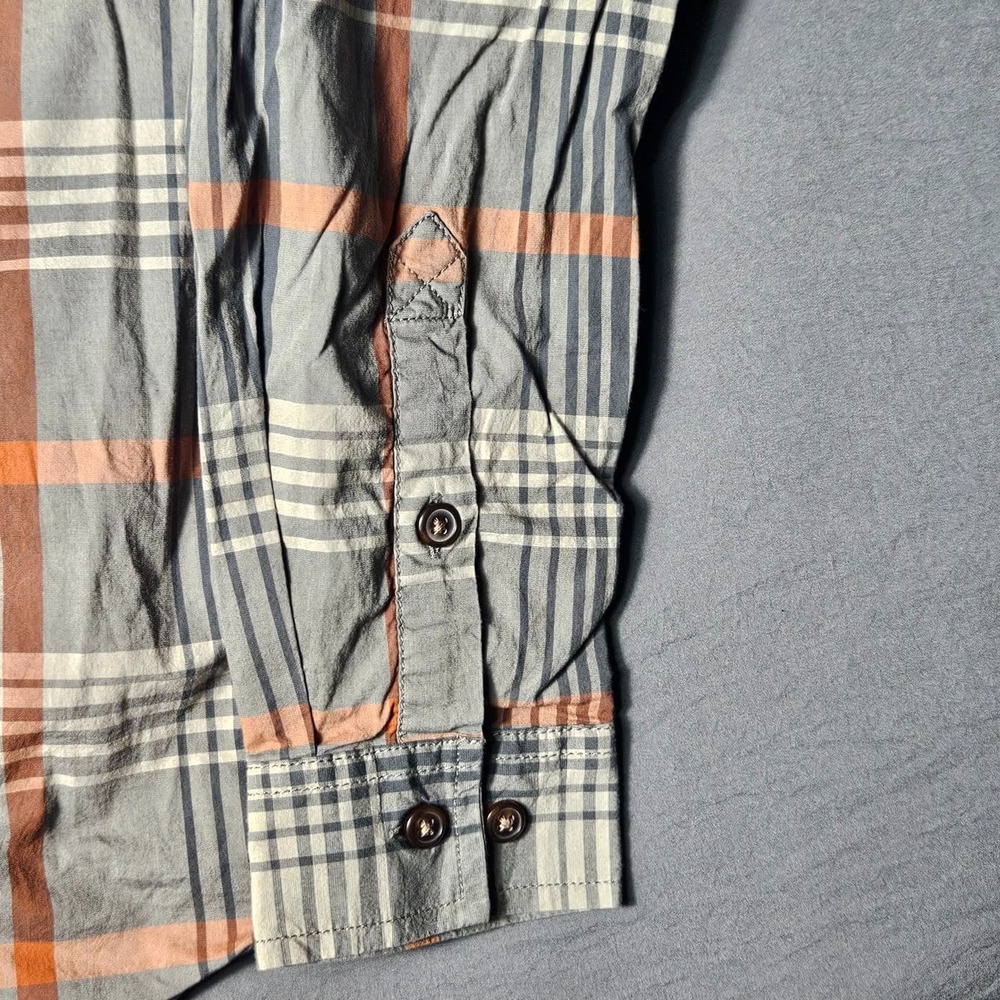 Carhartt Relaxed Fit Plaid Button Up Shirt Mens Small Gray Orange Long Sleeve - Picture 5 of 12